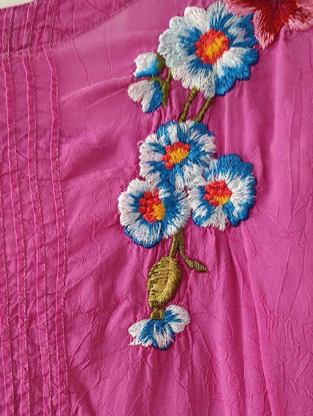 Johnny Was Hot Pink Embroidered Tunic Top - Picture 5 of 6